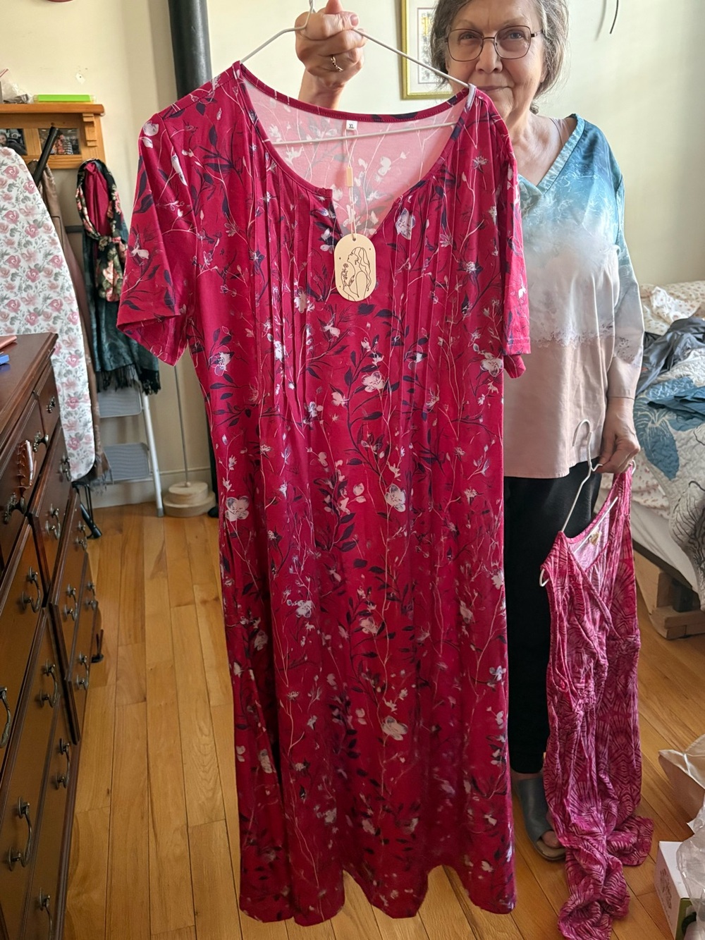 Women's Floral Dress - Raspberry Pink